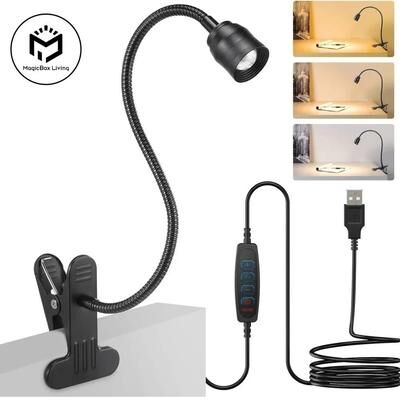 Inspired Living Rechargeable LED Book Light Clip On Flexible Gooseneck USB Reading Lamp Rechargeable LED Book Light Clip On Flexible Gooseneck USB Reading Lamp
