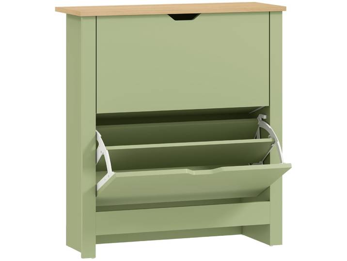 Armoire à chaussures 2 portes abattantes en bois naturel