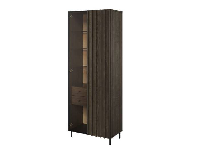 Compleo Standvitrine Glasvitrine modern mit Schubladen MIU Industriell mit Lamellen