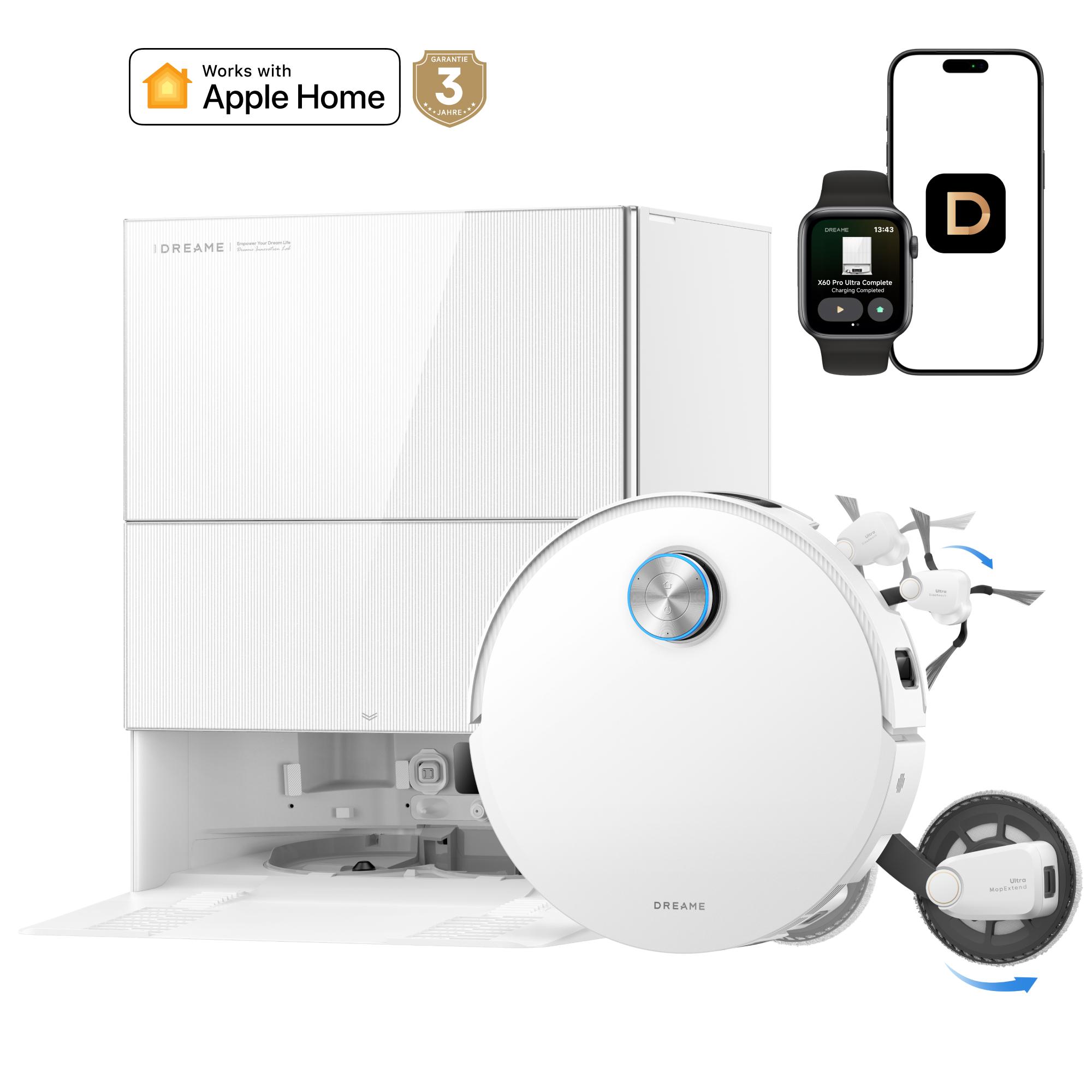 DREAME X60 Pro Ultra Complete Saug- und Wischroboter mit Wischfunktion,42KPa,DuoBrush 2.0,KI Omni 3.0,10cm Anhebung,100°C Wischmopp,100 % Entwirrung
