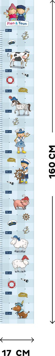 Fien & Teun Groeimeter Schippers voor kinderen voor aan de muur