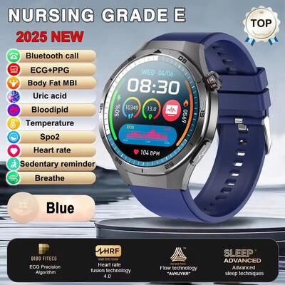 Inspired Living Smart Health ECG Smartwatch With Blood Pressure Monitor & NFC Calling blue