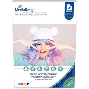 MediaRange Fotopapier MRINK103, für Inkjet, A4, 220 g/m², hochglänzend, 100 Blatt