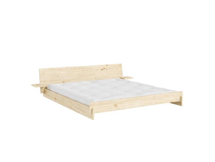 Bettgestell KARUP DESIGN Latch Bed mit Kopfteil, FSC-zertifiziertes Massivholz, Made in Europe , raw pine, B:237cm H:58cm L:217cm, Betten, Bettgestell, mit 2 Ablagen, inklusive Lattenrost, ohne Matratze, massive Qualität