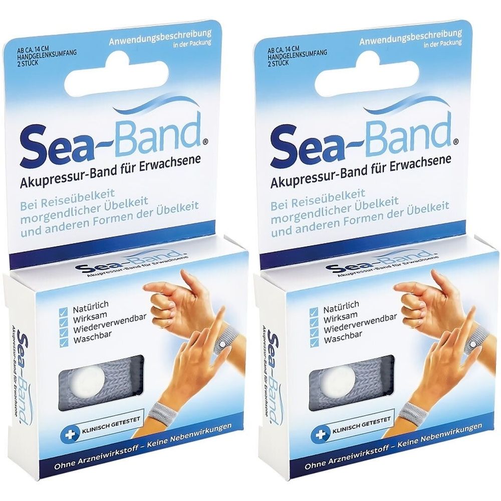 Sea-Band Akupressurband f.Erwachsene grau 2x 2x2 St