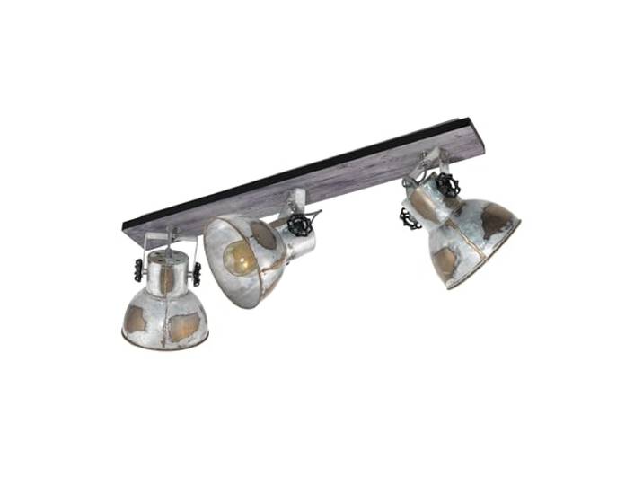 Eglo Lampe de plafond BARNSTAPLE\, spot de plafond vintage à 3 flammes au design industriel\, spot mural rétro en acier aspect zinc usé et en bois\, couleur : marron patiné\, noir\, douille : E27
