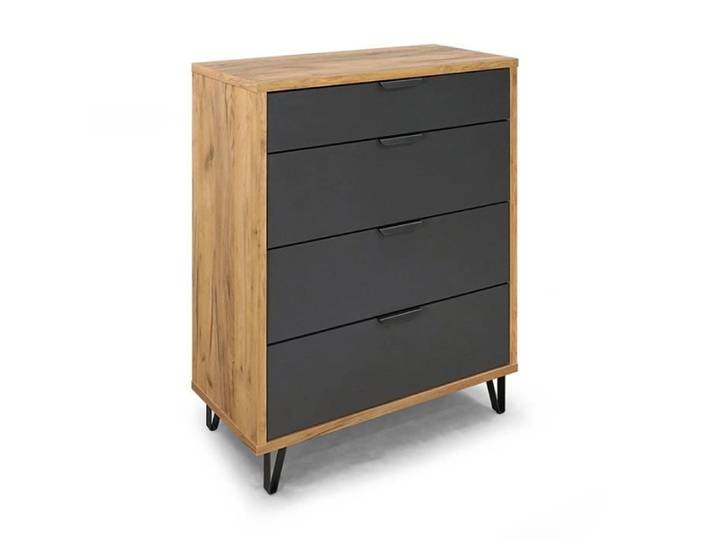 Commode 4 tiroirs naturel et gris Harry