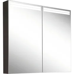 Schneider ARANGA TW Lichtspiegelschrank, 2 Türen, 795x120x700mm, Lichtbänder oben, 160.480.02.44, Ausführung: EU-Norm/Korpus schwarz matt