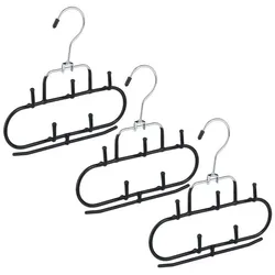 Relaxdays 15 x Gürtelhalter mit 5 Haken Schwarz,Silber