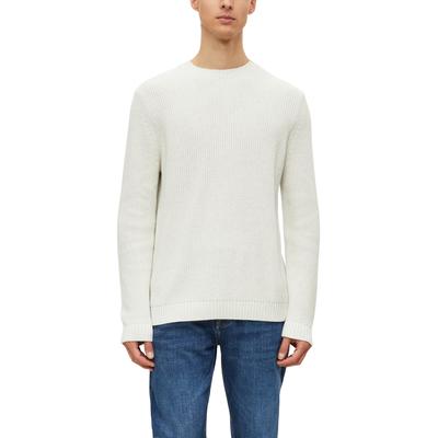 Strickpullover S.OLIVER, Herren, Gr. L, weiß (ecru), Strick, Obermaterial: 100% Baumwolle, unifarben, bequem hüftbedeckend, Rundhals, Bündchen, Pullover Strickpullover, Langarmpullover mit Rundhals / Baumwolle