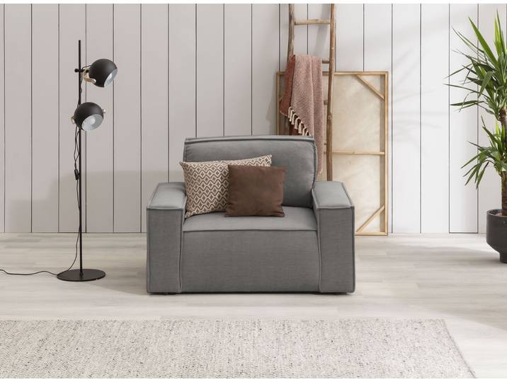 Sessel GOODPRODUCT SHERWOOD Samtvelours Love-Seat , grau, B:120cm H:85cm T:86cm, 100% Polyester, Sessel, Sessel, passend zur Polster-Serie SHERWOOD