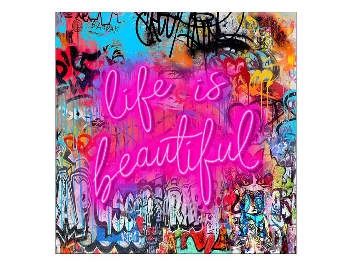 Tableau verre Beautiful Life Matériau : Verre Motif : Avec motif Motif : Dictons & citations, Art de rue & graffitis Type de verre : Verre
