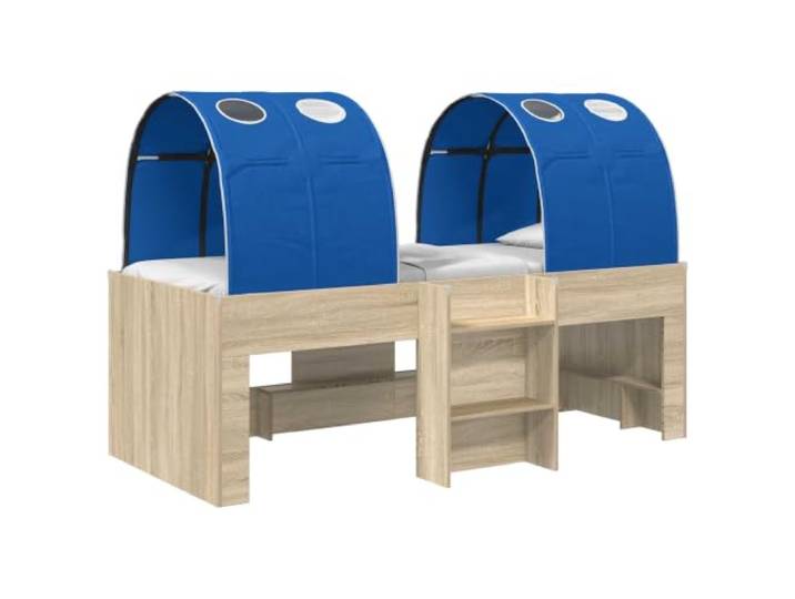 PUGYNBK Tunnelbett, 4 Stück, Sonoma-Eiche und Blau Holztechnik, Lattenrost, einfache Montage, Innenbereich, modernes Design