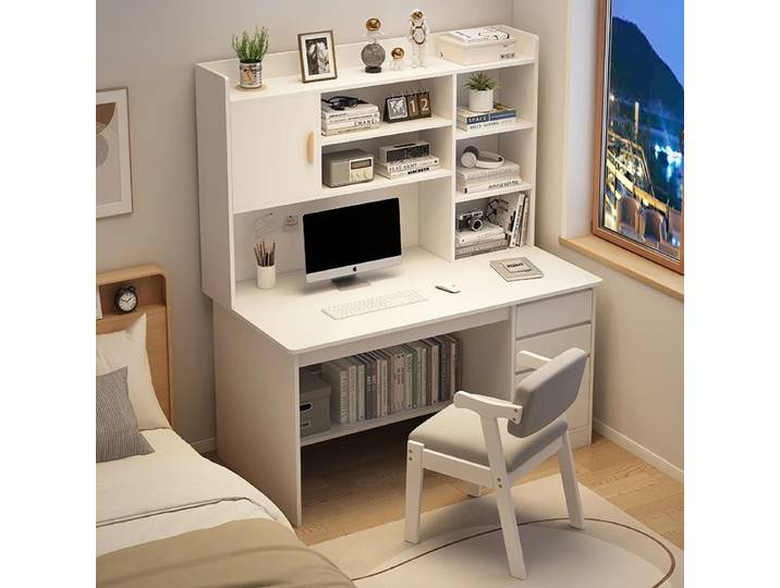 Bureau esthétique moderne et simple pour la maison, avec étagère intégrée, idéal pour la chambre d'étudiant, pour l'apprentissage de l'écriture et du dessin, bureau d'ordinateur de bureau
