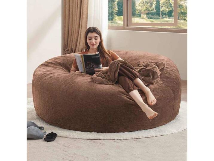 VUENOR Pouf poire 6FT marron - pliable dehoussable relaxation interieur