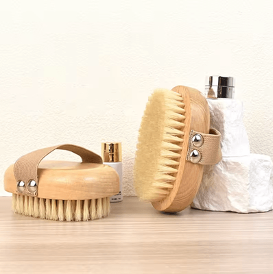 Inspire Picks Natural Bristle Body Brush For Wet And Dry Use Exfoliating Massage Tool For Skin Renewal l