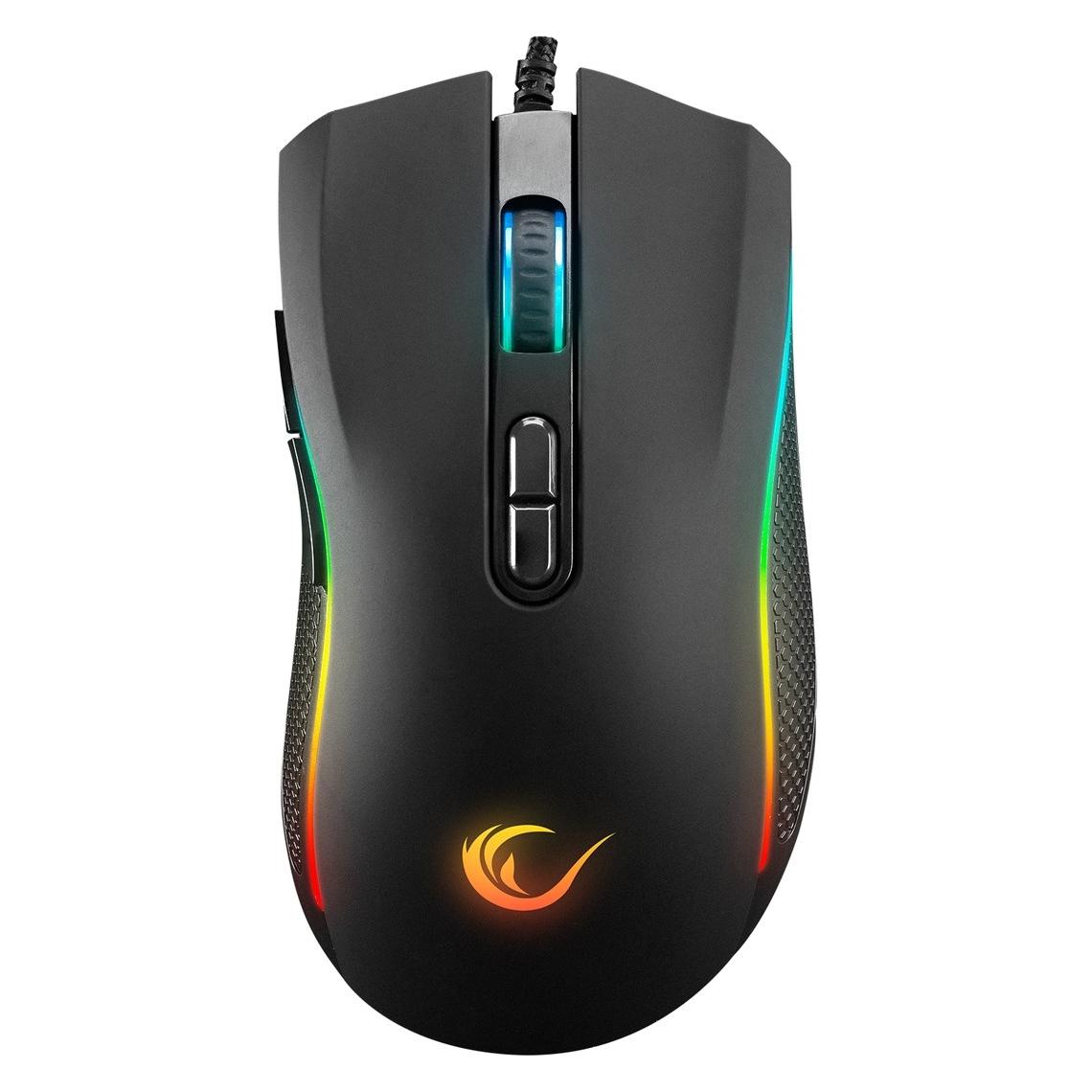 Rampage Egér Gamer - SMX-R44 V2 Macro (12800 DPI, 7 gomb, makro, RGB LED, 1,8m fonott kábel, fekete) (Kabelgebunden) (PERRAMSMXR44V2B)