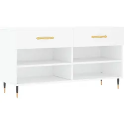 Helloshop26 - Schuh-/Stiefelbank Kommode Regal Garderobenmöbel 102 x 35 x 55 cm weißes Holzwerkstoff 02_0022879