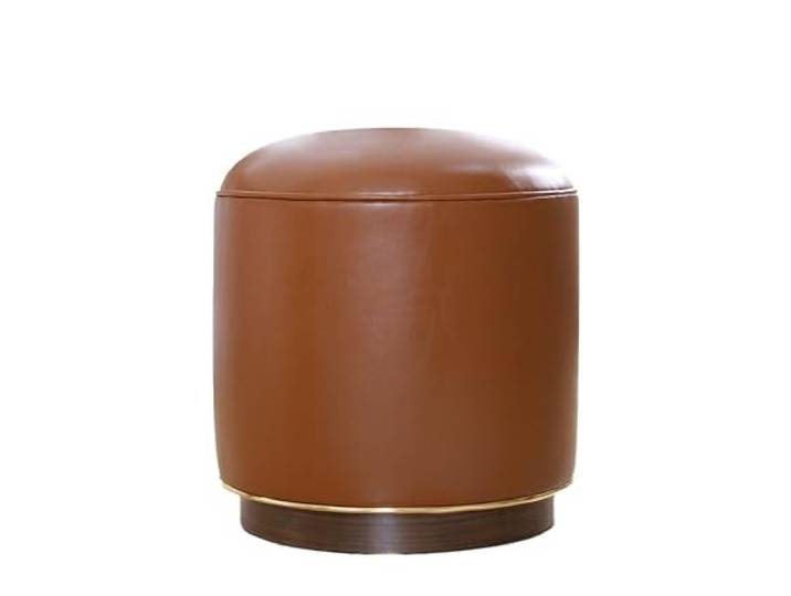 Atelier Del Sofa Stilvoller Pouf aus kamelfarbenem Kunstleder, 43 cm hoch 100% Kunstleder, Holzbeine, 35 mm Dicke orthopädische Polsterung Design im Bohème- und Skandinavischen Stil