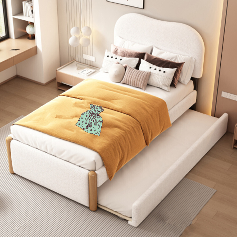Kinderbett,Flachbett, gepolstert, mit praktischem ausziehbares Rollbett, minimalistische Formgebung, 90*200cm