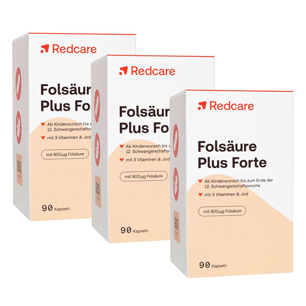 Folsaeure Plus Fort Redcare 3er-Pack 3x90 St Kapseln