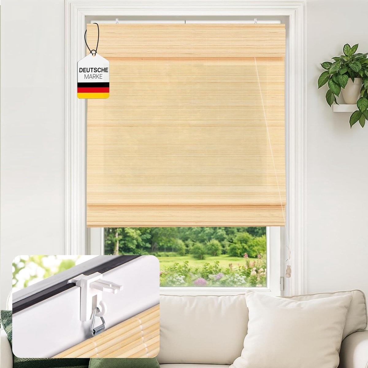 Bamboe Rolgordijn Privacy Scherm voor Vensters en Deuren 70 x 160 cm