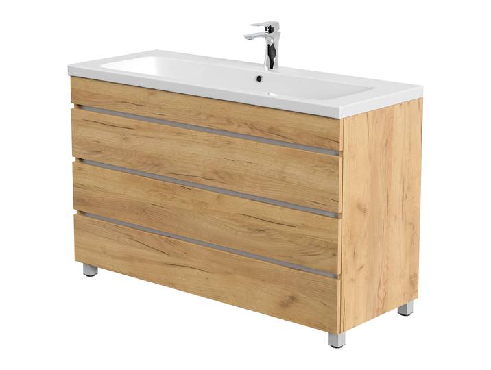 Meuble vasque sur pieds Fellini 120cm Bois/Imitation chêne