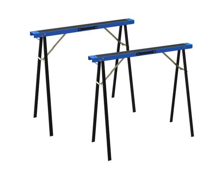 Homcom Sägebock 2er Set Metall EVA Blau Schwarz, 36.5x78.5x99.5 cm, Gartenzubehör