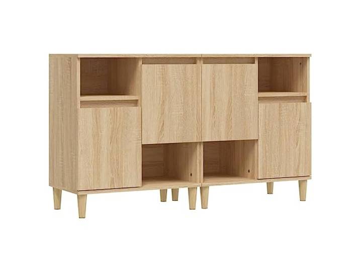 HGFDVCMR 2er Set Sideboard Sonoma-Eiche 60x35x70 cm Kommode Schrank Vielseitiges 2er Kommoden-Set mit 4 Fächern und Massivholzbeinen für Wohnzimmer und Schlafzimmer.