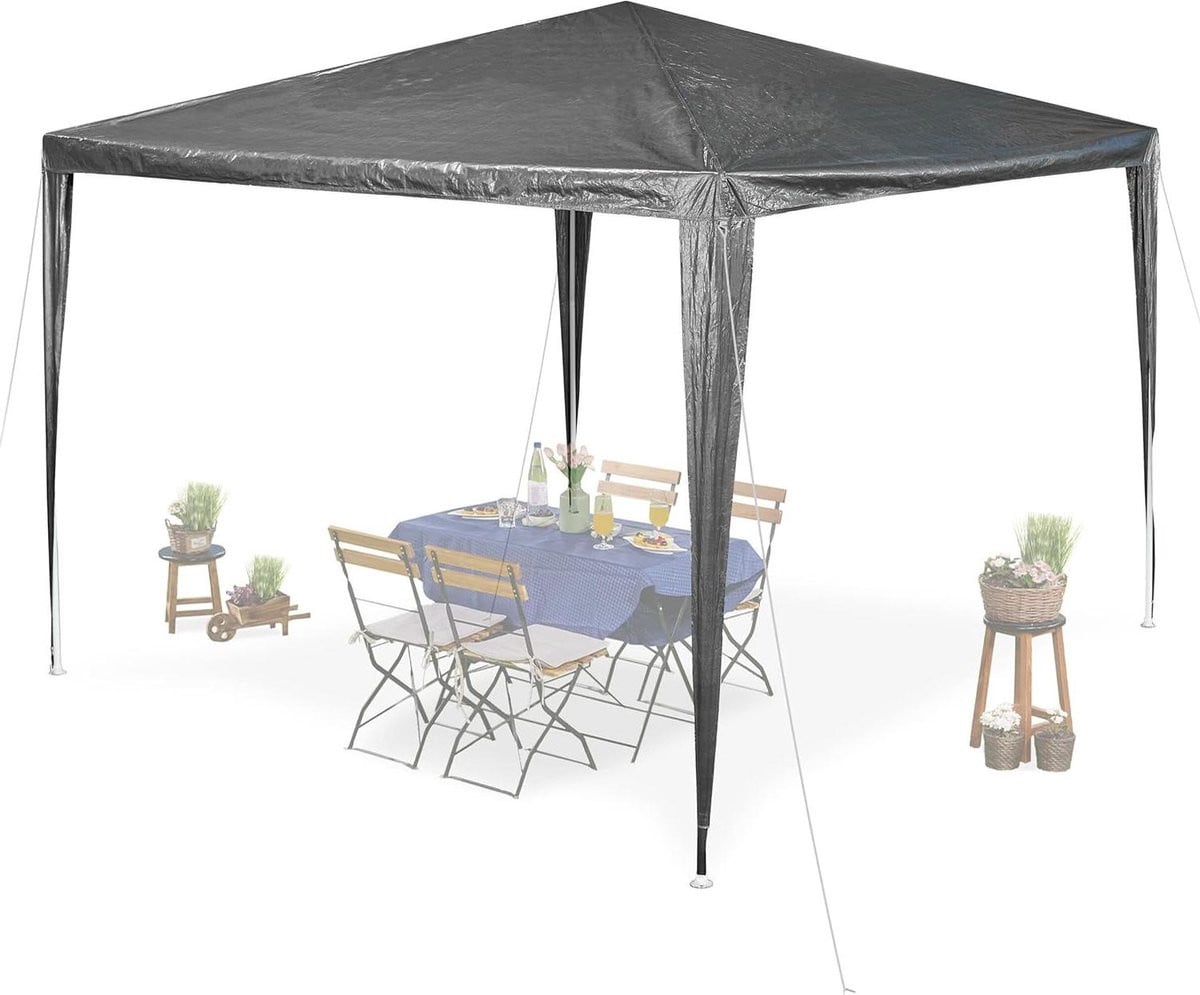 Robuuste en waterdichte tuintent van PE en staal, antracietgrijs, B: 25 m, H: 3 m, D: 3 m