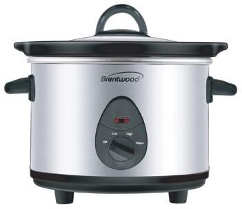 Brentwood 1.5 Quart Slow Cooker in Stainless Steel with 3 Settings