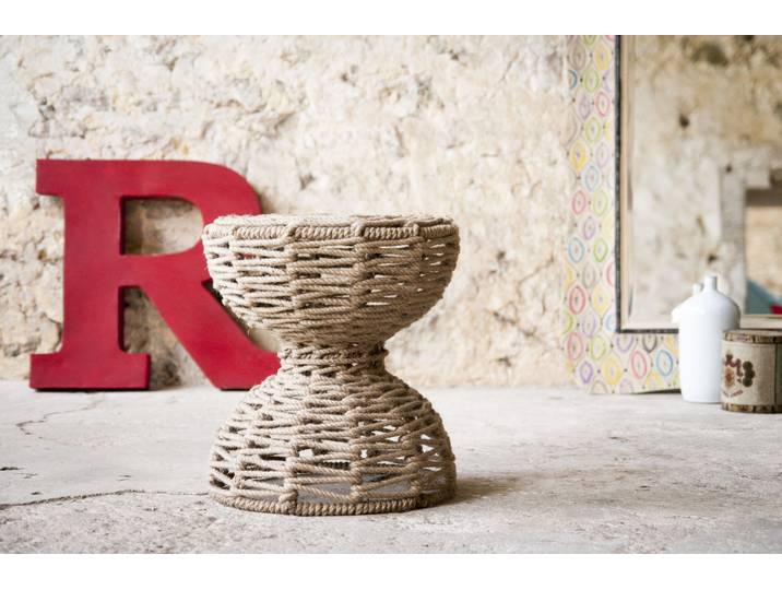 Tabouret en jute tressée beige Arpillera