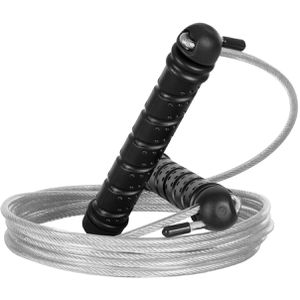 Sport-Tec Springseil Skip Rope, Stahlseil, 270 cm, verstellbar, grau, mit Kunststoffgriffen & Gewichten