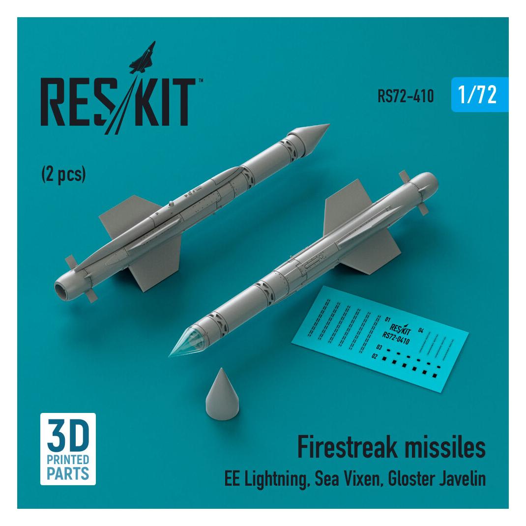 ResKit Firestreak missiles (2pcs) (EE Lightning, Sea Vixen, Gloster Javelin) (3D Printed) (RS72-0410)