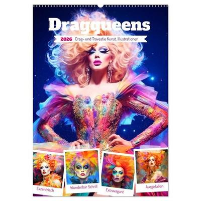 Dragqueens. Drag- und Travestie Kunst. Illustrationen (Wandkalender 2026 DIN A2 hoch), CALVENDO Monatskalender
