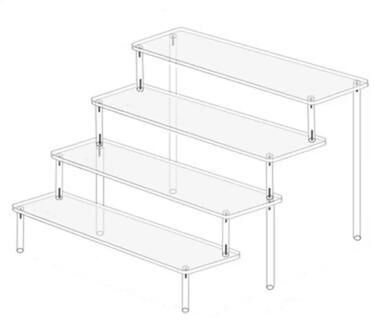 Inspired Finds Clear Acrylic Display Stand For Collectibles, Figurines, Cosmetics & Retail Showcase 11.81x3.15in Four Layer