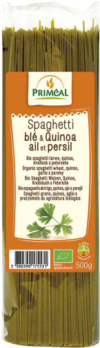 Primeal Espagueti de trigo, quinoa, ajo y perejil 500 g 500 gr