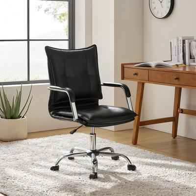 HULALA HOME Zarina Modern Faux Leather Swivel Office Chair Desk Chair with Wheels Height-adjustable