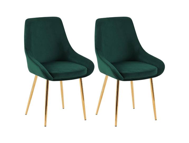 CLP Esszimmerstuhl 2er Set Samt Grün, 50x86x53 cm, Esszimmer, Stühle
