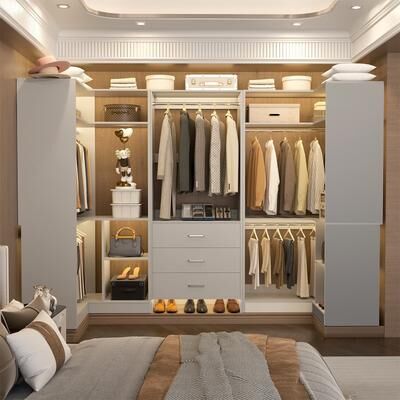 Rackcog Cimly Set of 3 Closet Organizer with Drawers, U Shaped Freestanding Closet System