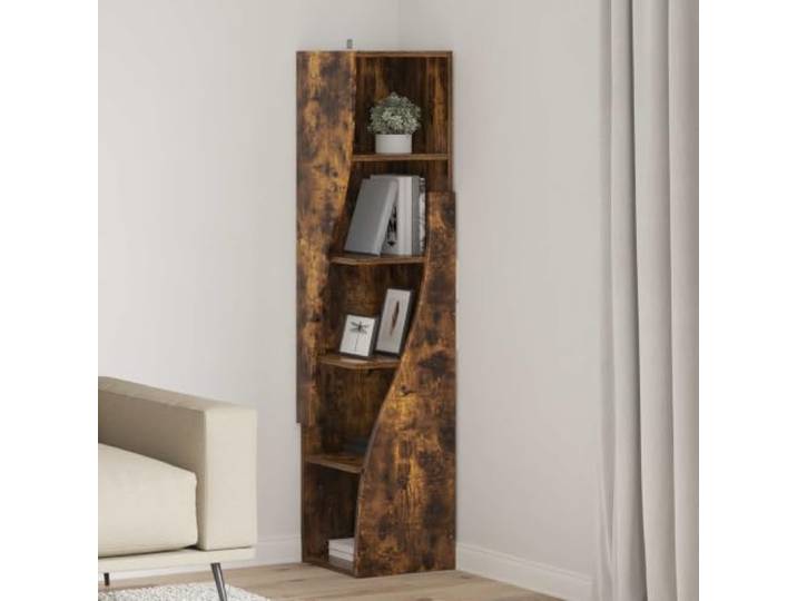 HPUYRFG Eckschrank 32x32x140cm Holzwerkstoff Geräucherte Eiche Eckdesign, Holzwerkstoff, Geräucherte Eiche, Regale, Wohnzimmer, Wandmontage empfohlen