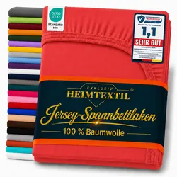 EXKLUSIV HEIMTEXTIL Jersey Spannbettlaken für Wasserbetten Rundumgummizug 200 x 220 cm Rot