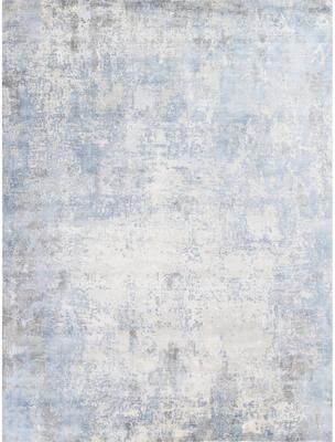 Exquisite Rugs Murano handloomed Wool/Bamboo Silk Silver/Blue Area Rug - 15' x 20'