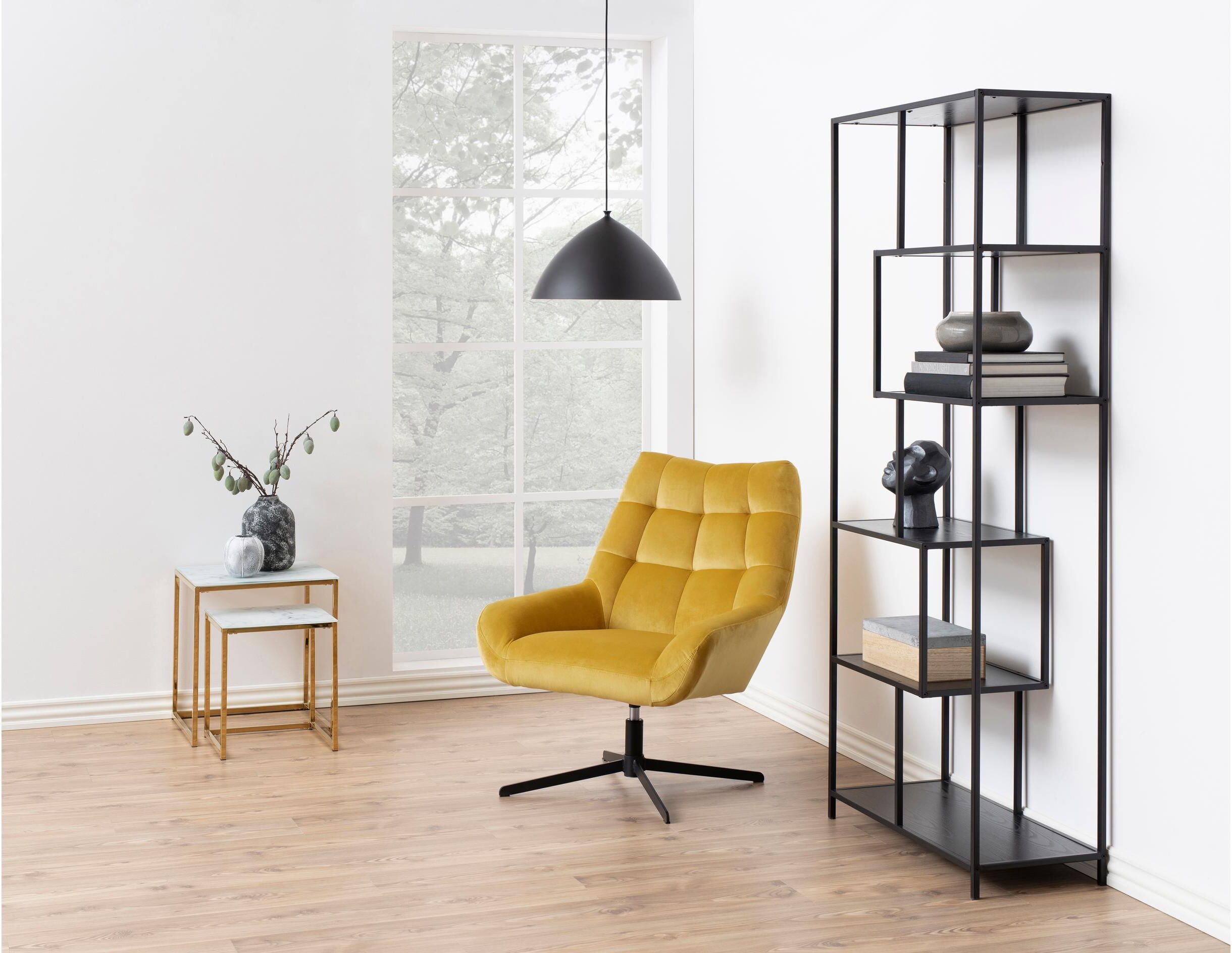 Regal AC DESIGN "Seaford", schwarz, B:77cm H:185cm T:35cm, MDF, Stahl, Regale, Regal schwarz B/H/T: 77cm x 185cm x 35cm