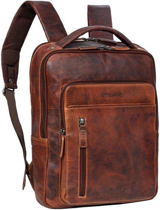 "Tory" Lederrucksack, groß, für Damen und Herren, Ledertasche für Laptop (13 Zoll), Vintage-Rucksack, Business-Rucksack, Reisetasche, Rucksack mit Laptopfach. Farbe: Salerno - Braun