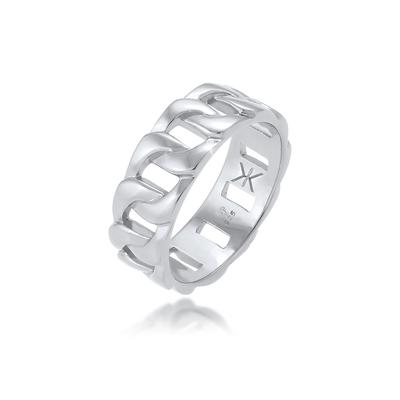 Silberring KUZZOI "Herren Chunky Chain Look Panzerglieder 925 Silber" Gr. 54, grau, Fingerringe, Herren, 54mm, ohne Stein, Silber 925 (Sterlingsilber), 8mm, Silberring