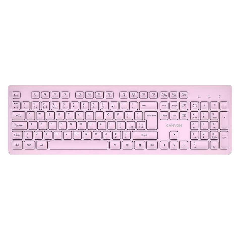 Canyon Computertastatur Tastatur HKB-W01 UK/US AAA Wireless Pink (US, Kabellos) (CNS-HKBW01P)