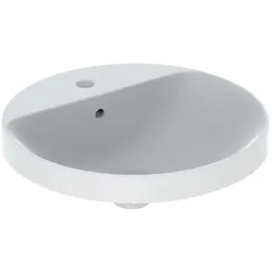 Geberit VariForm Einbauwaschtisch 500705002 d= 48cm, mit Hahnlochbank, Überlauf, rund, weiß KeraTect