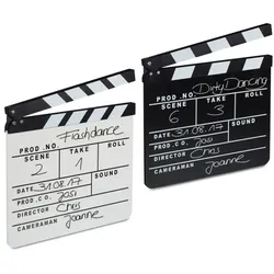 Relaxdays 2 x Filmklappe Schwarz/Weiß Weiß,Schwarz