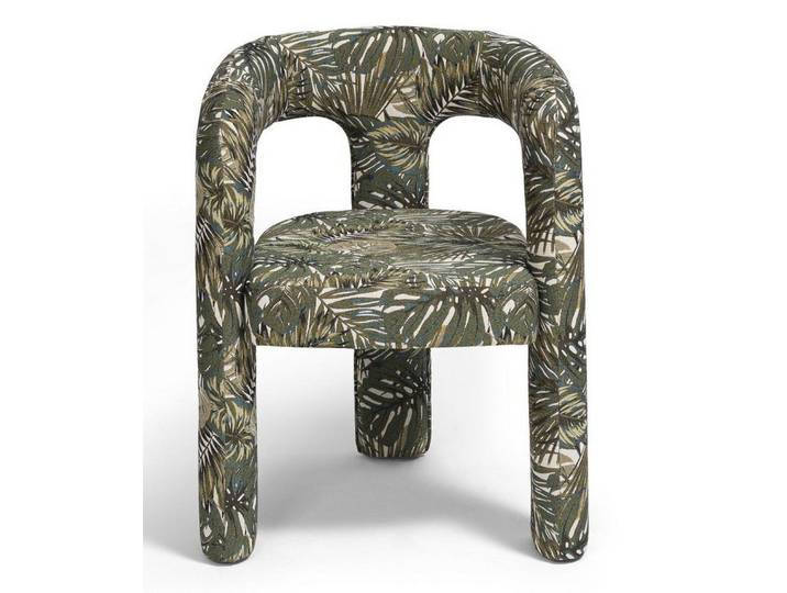 JVmoebel Esszimmerstuhl Stuhl Tropisches Design Gruen Stoffmuster Skulptural Komfort Modern, Made in Europa